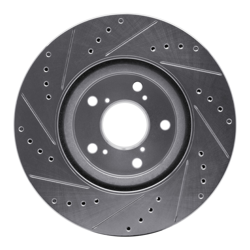Acura TL Brake Rotor (1) - Front Right - R1 Concepts - Drilled & Slotted - Silver - `09-`14